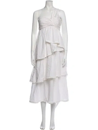 Pre-owned Cinq À Sept One-shoulder Long Dress In White