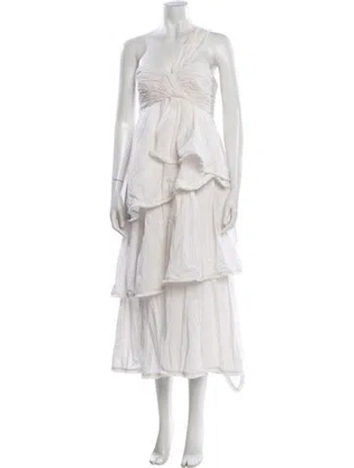 Pre-owned Cinq À Sept One-shoulder Midi Length Dress In Neutral