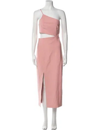 Pre-owned Cinq À Sept One-shoulder Midi Length Dress In Pink