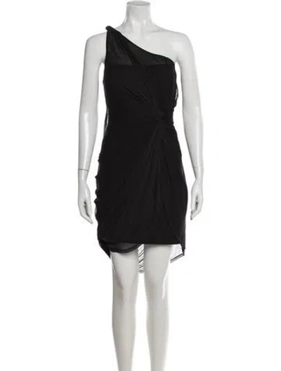 Pre-owned Cinq À Sept One-shoulder Mini Dress In Black