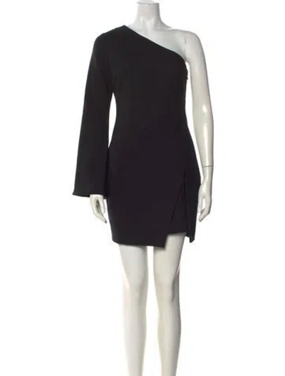 Pre-owned Cinq À Sept One-shoulder Mini Dress In Black