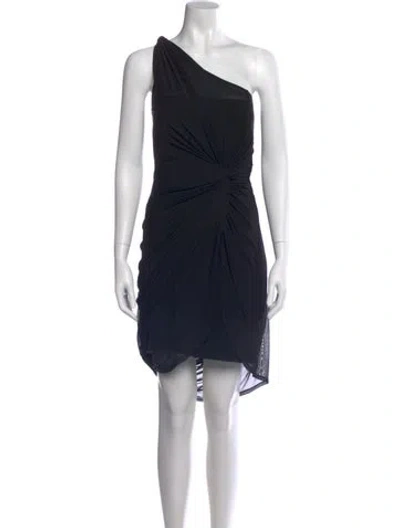 Pre-owned Cinq À Sept One-shoulder Mini Dress In Black