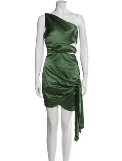 Pre-owned Cinq À Sept One-shoulder Mini Dress In Green