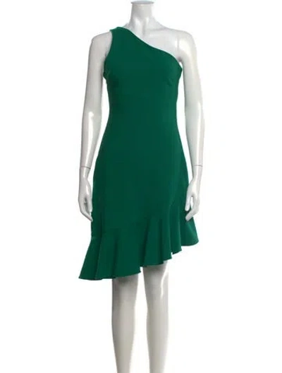 Pre-owned Cinq À Sept One-shoulder Mini Dress In Green