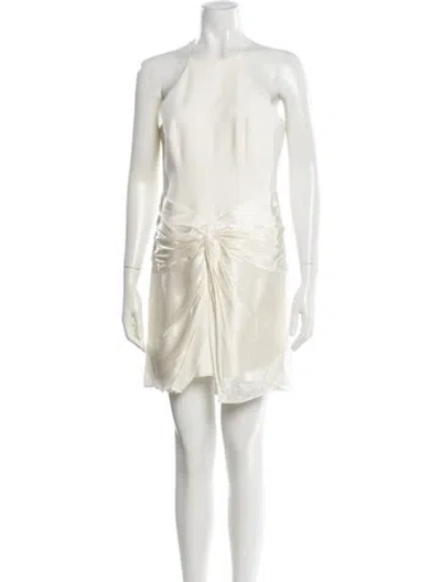 Pre-owned Cinq À Sept One-shoulder Mini Dress In Neutral