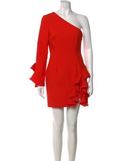 Pre-owned Cinq À Sept One-shoulder Mini Dress In Red