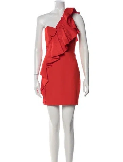 Pre-owned Cinq À Sept One-shoulder Mini Dress In Red
