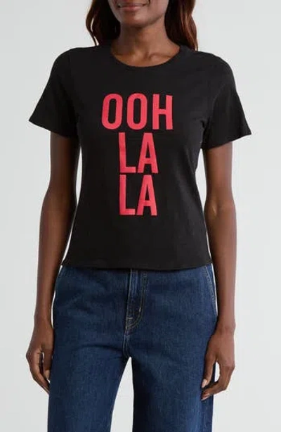 Cinq À Sept Ooh La La Shrunken Tee In Black/cardinal