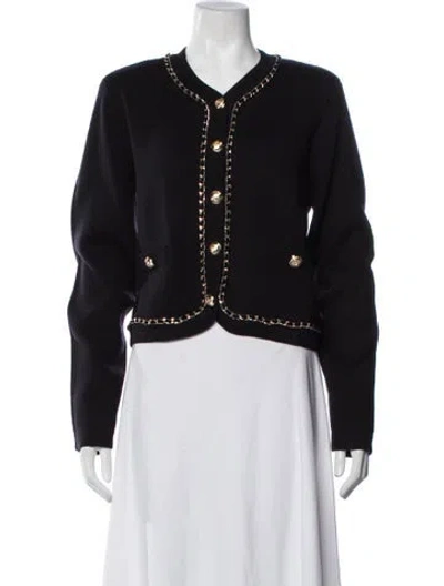 Pre-owned Cinq À Sept Open Front Sweater In Black