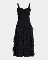 Cinq À Sept Ordina Sleeveless Ruffle Midi Dress In Black