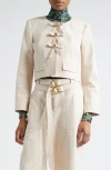 Cinq À Sept Paige Tie Front Stretch Cotton Twill Jacket In Neutral