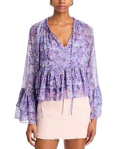 Cinq À Sept Cinq A Sept Painted Hydrangea Daiya Top In Lilac Wine