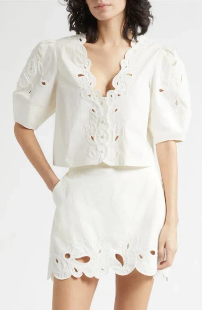 Cinq À Sept Paisley Bloom Embellished Bellara Top In White