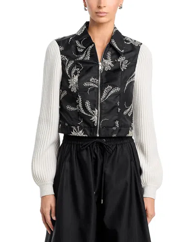 Cinq À Sept Cinq A Sept Paisley Fan Zip Front Ciara Jacket In Black