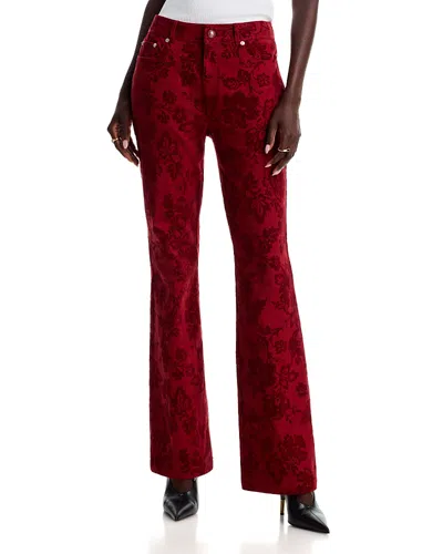 Cinq À Sept Cinq A Sept Paisley Flocked Stevie High Leg Jeans In Rougewood In Red