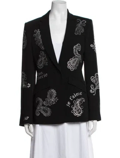 Pre-owned Cinq À Sept Paisley Print Blazer In Black