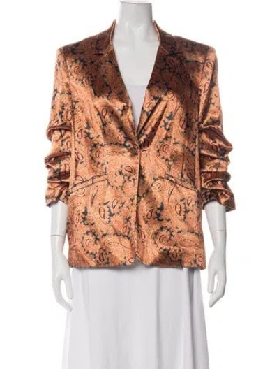 Pre-owned Cinq À Sept Paisley Print Blazer In Orange