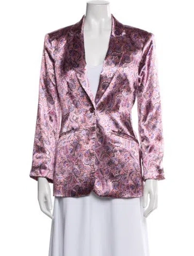Pre-owned Cinq À Sept Paisley Print Blazer In Pink