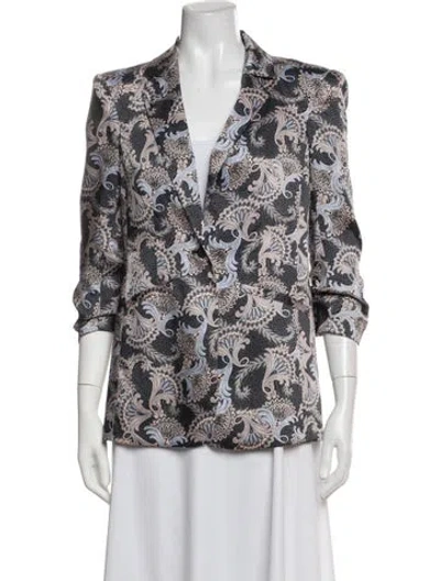 Pre-owned Cinq À Sept Paisley Print Blazer In White
