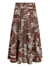 Cinq À Sept Paisley-print Button Skirt In Brown