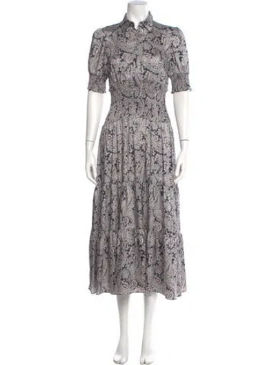Pre-owned Cinq À Sept Paisley Print Long Dress In Blue