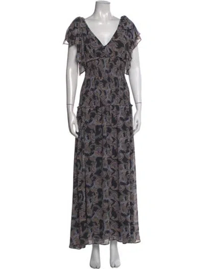 Pre-owned Cinq À Sept Paisley Print Long Dress In Neutral