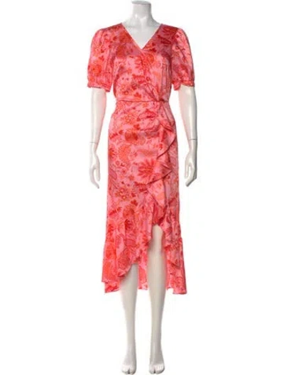 Pre-owned Cinq À Sept Paisley Print Midi Length Dress In Pink