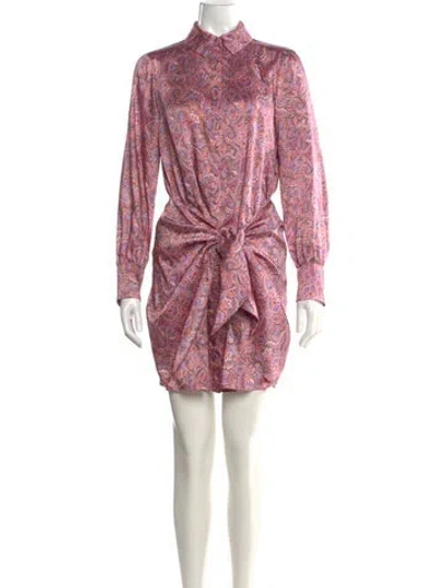 Pre-owned Cinq À Sept Paisley Print Mini Dress In Pink