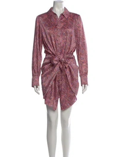 Pre-owned Cinq À Sept Paisley Print Mini Dress In Pink