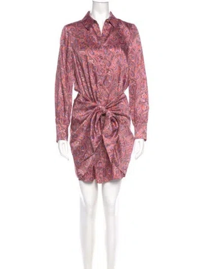 Pre-owned Cinq À Sept Paisley Print Mini Dress In Pink