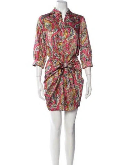 Pre-owned Cinq À Sept Paisley Print Mini Dress In Pink