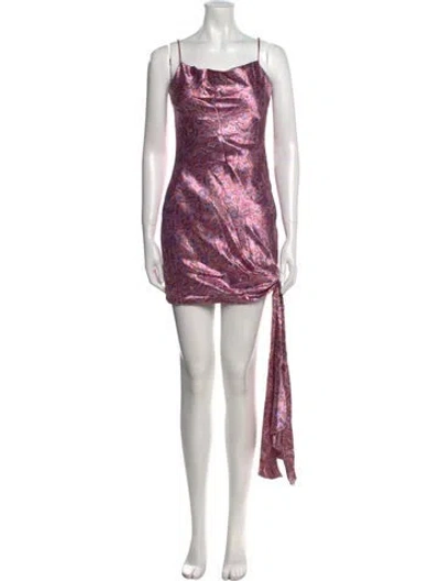Pre-owned Cinq À Sept Paisley Print Mini Dress In Purple