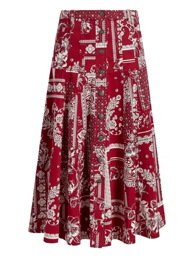 Cinq À Sept Paisley-print Skirt In Red