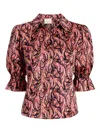 Cinq À Sept Fiona Charming Paisley Button-up Shirt In Pink