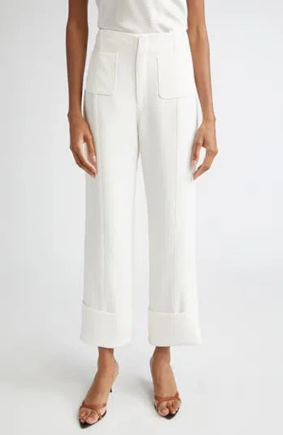 Cinq À Sept Pamela Cuff Straight Leg Pants In White