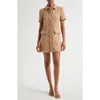 Cinq À Sept Pammy Cotton Tweed Mini Shirtdress In Brown Sugar