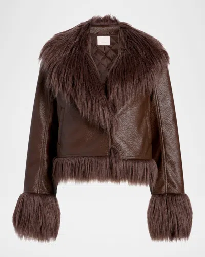 Cinq À Sept Panama Vegan Leather Jacket In Brown