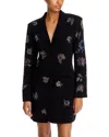 Cinq À Sept Cheyenne Rhinestone Pansy Garden Blazer In Black/multi