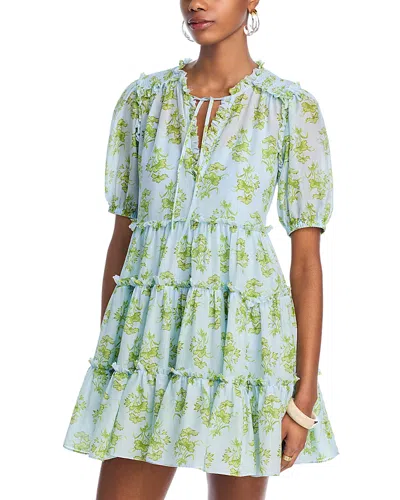Cinq À Sept Cinq A Sept Papyrus Floral Madara Dress In Whisper Sky Multi