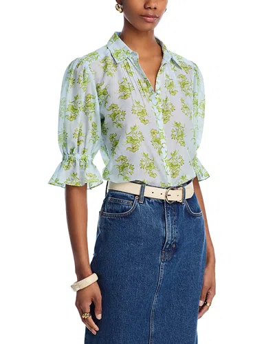 Cinq À Sept Cinq A Sept Papyrus Floral Pintuck Fiona Top In Whisper Sky Multi