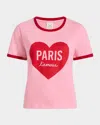 Cinq À Sept Paris L'amour Heart Shrunken Ringer Tee In Pink