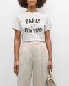 Cinq À Sept Cinq A Sept Melange Striped Cotton Paris Tee In Ivory/heather Gre