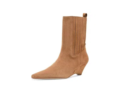 Cinq À Sept Parker Curved Wedge Suede Chelsea Boots Women's Boots Toffee: 10 M, Leather In Neutral