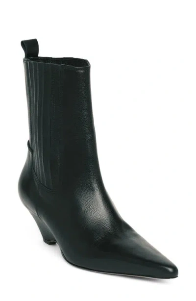 Cinq À Sept Parker Leather Curved Wedge Chelsea Boot In Black