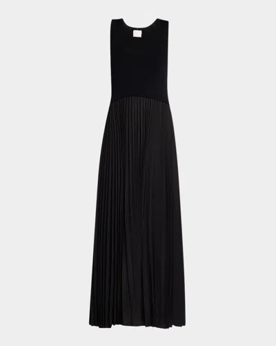 Cinq À Sept Parma Sleeveless Pleated Maxi Dress In Black