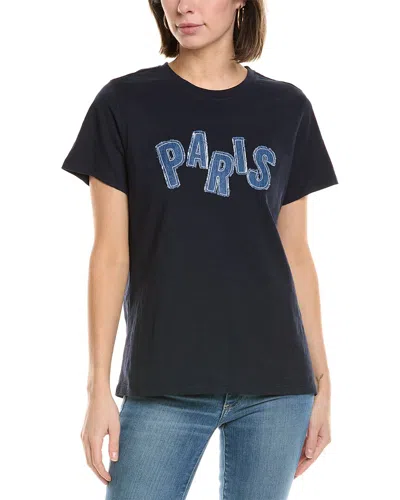 Cinq À Sept Patched Denim Paris T-shirt In Blue