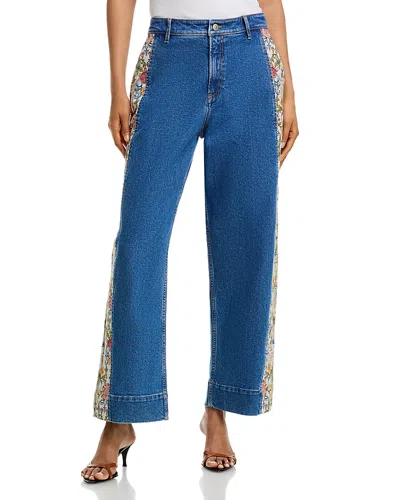 Cinq À Sept Cinq A Sept Patchwork Zoe High Rise Barrel Jeans In Saphir In Blue