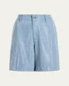 Cinq À Sept Cinq A Sept Chambray Rhinestone Shorts In Medium Blue