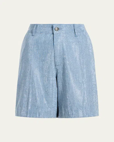CINQ À SEPT PATRICIA EMBELLISHED CHAMBRAY SHORTS
