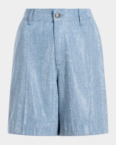 CINQ À SEPT PATRICIA EMBELLISHED CHAMBRAY SHORTS